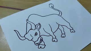 Bull drawing  bull  easy to draw a bull  how to draw a bull  Hari Arts  bull picture  bullart [upl. by Yliab]