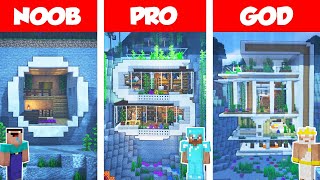 Minecraft NOOB vs PRO vs GOD UNDERWATER MODERN HOUSE BUILD CHALLENGE in Minecraft  Animation [upl. by Esirec4]