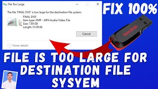 File is too Large for the Destination file System  how to copy large files in pendrive  In Telugu [upl. by Schwarz295]