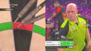 Das beste Leg aller Zeiten  17 perfekte Darts in 1 Minute  Michael SmithMvG WM Finale 2023 [upl. by Ellened]