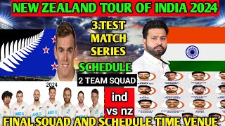 New Zealand tour of India 2024 squad and schedule  ind vs nz 3 test match series time venue squad [upl. by Sung]