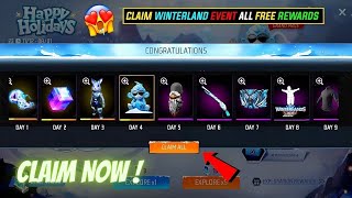 Claim Now 😍 M1887 snow skin 🥵 Free fire 2023 Winterland event free rewards 🔥 Garena free fire [upl. by Fotinas]