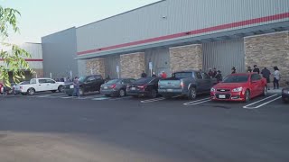 Shoppers line up for Costco opening in Riverbank [upl. by Pihc61]