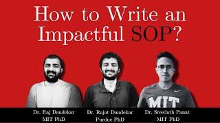 How to write an impactful SOP By MIT Purdue PhDs [upl. by Ahsap]