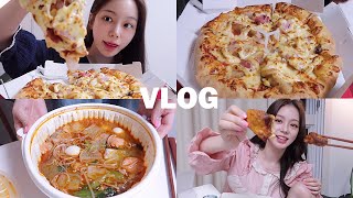 일상 vlog  건강검진도 요란하게 받는 서타일 마라탕나정순 쭈꾸미매콤 참치 김치찌개굽네 고추바사삭 치킨 도미노 포테이토 피자여름맞이 염색하니랑 애견카페 [upl. by Enida]