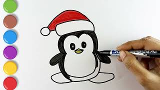 Cute Christmas drawing  how to draw cute Christmas drawing for kids step by step [upl. by Hacim782]