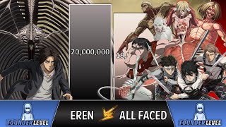 EREN VS ALL HE FACED POWER LEVELS 🔥 Attack on Titan Power Levels [upl. by Edijabab697]