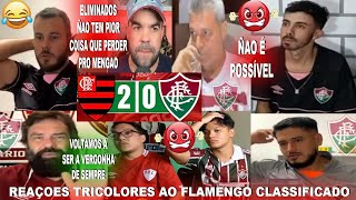 VERGONHA REAÇÕES TRICOLORES AO FLAMENGO 2X0 FLUMINENSE ELIMINADO COM GOLS DO ARRASCAETA E GABIGOL [upl. by Nosned]