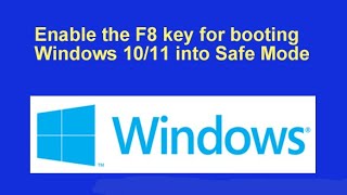 How to Enable F8 Key From Recovery Environment For Windows 10 or Windows 11 [upl. by Shawnee]