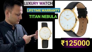 Review Titan Nebula Lustre Quartz Analog Date 18 Karat Solid Gold Watch for MenLifetime warranty [upl. by Annadiana]