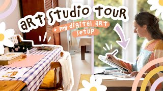 Art Studio Tour 🌷 Digital Artist Workspace and My Drawing Setup [upl. by Kristal313]