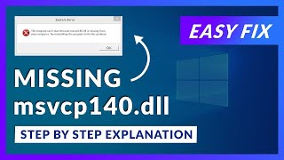 Fix MSVCP140dll Missing or Not Found In Windows 1110  2024 Updated [upl. by Rawden]