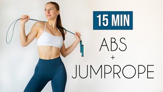 15 MIN JUMP ROPE amp ABS WORKOUT Cardio Abs At Home [upl. by Carri]