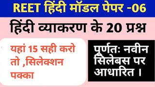 हिंदी शिक्षण मॉडल पेपर 06reet pre व reet mainsmptet  सभी शिक्षक भर्तियों हेतु [upl. by Sothena984]