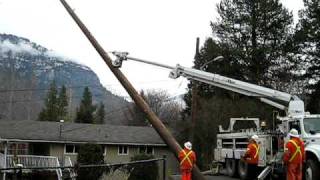 FortisBC Power Pole Installation Castlegar BC [upl. by Ametaf]