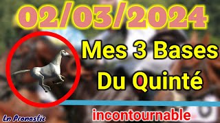 Pronostics PMU Mes 3 bases incontournable SAMEDI 02 MARS 2024 VINCENNES [upl. by Odirfliw134]