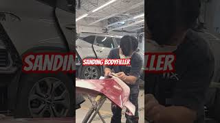 Sanding Bodyfiller with block Car body Repair Denting and painting auto car automobile [upl. by Tyler474]