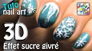 Nail art  Flocons givrés effet sucre 3D [upl. by Alvera]