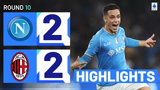 NAPOLIMILAN 22  HIGHLIGHTS  The sides split the points in fourgoal thriller  Serie A 202324 [upl. by Ymmot]