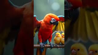 Brave Red Macaw Shelters Chicks from Fierce Mountain Blizzard parrot snow mother trending [upl. by Marja276]