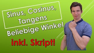 Erweiterung der Winkelfunktionen Sinus Cosinus und Tangens für beliebige Winkel mit SKRIPT [upl. by Ohnuj]