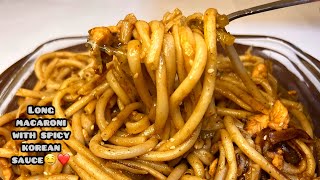 Long macaroni with spicy Korean sauce❤️❤️ recipe by Tehreem eats❤️ [upl. by Tamah]