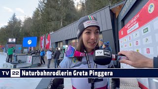 SPORT TV22 Greta Pinggera im Interview beim WeltcupFinale Naturbahnrodeln in Umhausen 2023 [upl. by Chill]