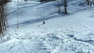 Skiing off a Small Rock Cliff Whitecap Mountains Wisconsin [upl. by Ylram133]