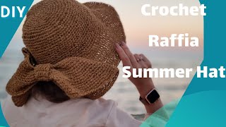 DIY Learn How to Crochet quotRaffiaquot Summer Hat  Easy Crochet Hat Tutorial  paper Yarn Crafts [upl. by Eked797]