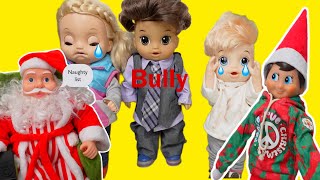 Baby Alive doll Story Elf on the Shelf Tells on the bully a Christmas Story with Santa Claus [upl. by Ecirtra560]