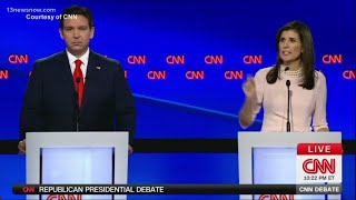 Nikki Haley and Ron Desantis face off on debate stage [upl. by Tnilc617]