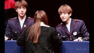 JIN AND JUNGKOOK AT FANSIGNS  JINKOOK [upl. by Nottnerb]