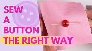 How To SEW A BUTTON  Hand Sewing Tutorial for Beginners [upl. by Dadivitan]