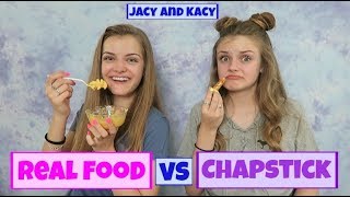 Real Food vs Chapstick Challenge  Jacy and Kacy [upl. by Adieren]