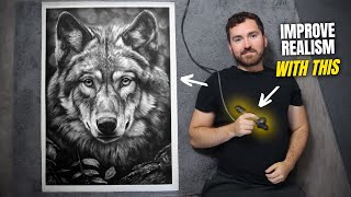 The Drawing Tool That NO ONE Uses  Hyperrealistic Charcoal Wolf Drawing [upl. by Aikkin]