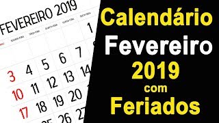 CALENDÁRIO FEVEREIRO 2019 COM FERIADOS E FASES DA LUA [upl. by Secnarf]