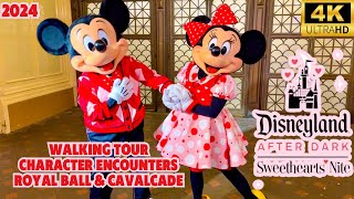 Disneyland Sweethearts Night 2024 Walkthrough Character Encounters Royal Ball and Cavalcade [upl. by Dihgirb76]