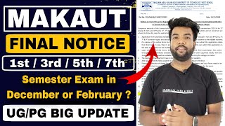 🤩Finally MAKAUT New Notice on 1st3rd5th7th Semester Exam Form  Exam Date amp Timetable Published [upl. by Adolf]