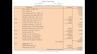 3 Income Tax  Income from Salary  Problem and Solution Problem No 1 [upl. by Rodrick665]