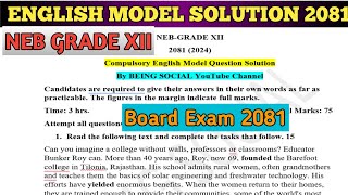 Class 12 English Model Question Solution 2081 NEB Grade 12 Board exam 2081 BS [upl. by Keelia]