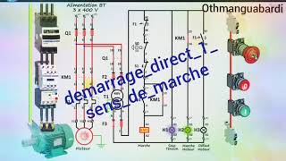 Fonctionnement schema demarrage dahlander 2 vitesse demarrage direct 2sens de marche etoile triangle [upl. by Enait434]