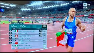 LOro nella finale dei 100m di Jacobs a Tokyo 2020 commentato da Bragana e Tilli RAI [upl. by Norreg]