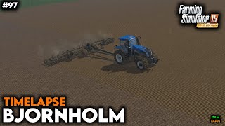 Cultivation corn harvesting for chaff amp barley sowing  FS15 Timelapse Bjornholm  97 [upl. by Nij]