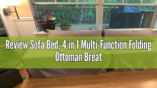 Review Sofa Bed 4 in 1 MultiFunction Folding Ottoman Breathable Linen Couch Bed with Adjustable Ba [upl. by Eicats]