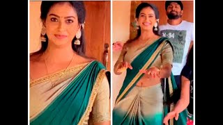 Serial actress navel show in saree hot [upl. by Firooc]