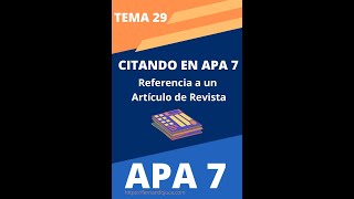 Cómo citar y referenciar artículos de revistas científicas en APA 7ma Edición  Guía completa P29 [upl. by Bebe]