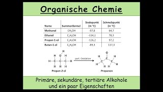 primäre sekundäre tertiäre Alkohole und ein paar Eigenschaften von Alkoholen 27 [upl. by Nytsirc477]