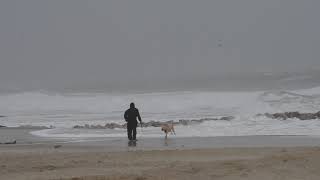 Storm Dennis rain and gales at Poole Harbour Sandbanks and Bournemouth 15Feb20 [upl. by Zolly126]