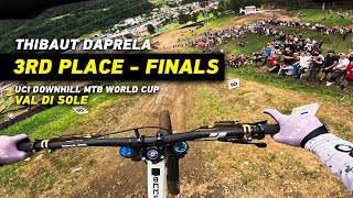 GoPro Thibaut Daprela hangs on  3rd Place  2023 UCI Downhill MTB World Cup in Val Di Sole [upl. by Neellek58]