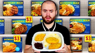 Eating HungryMan Frozen Meals For 24 HOURS [upl. by Fogel754]